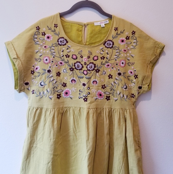 Orange Creek Floral Embroidered Yellow Dress - Picture 2 of 8